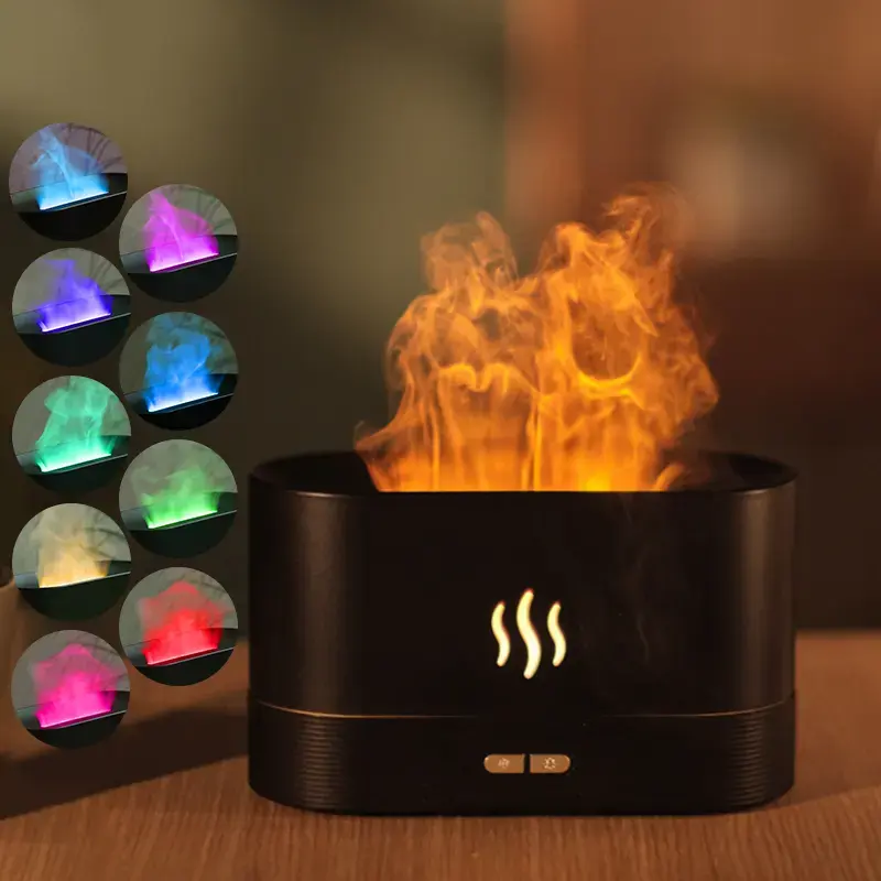 Flame Diffuser Night Light Gift Set Decor Fire Flame Humidifier